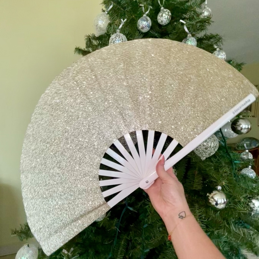 Glittery Gold Hand Fan